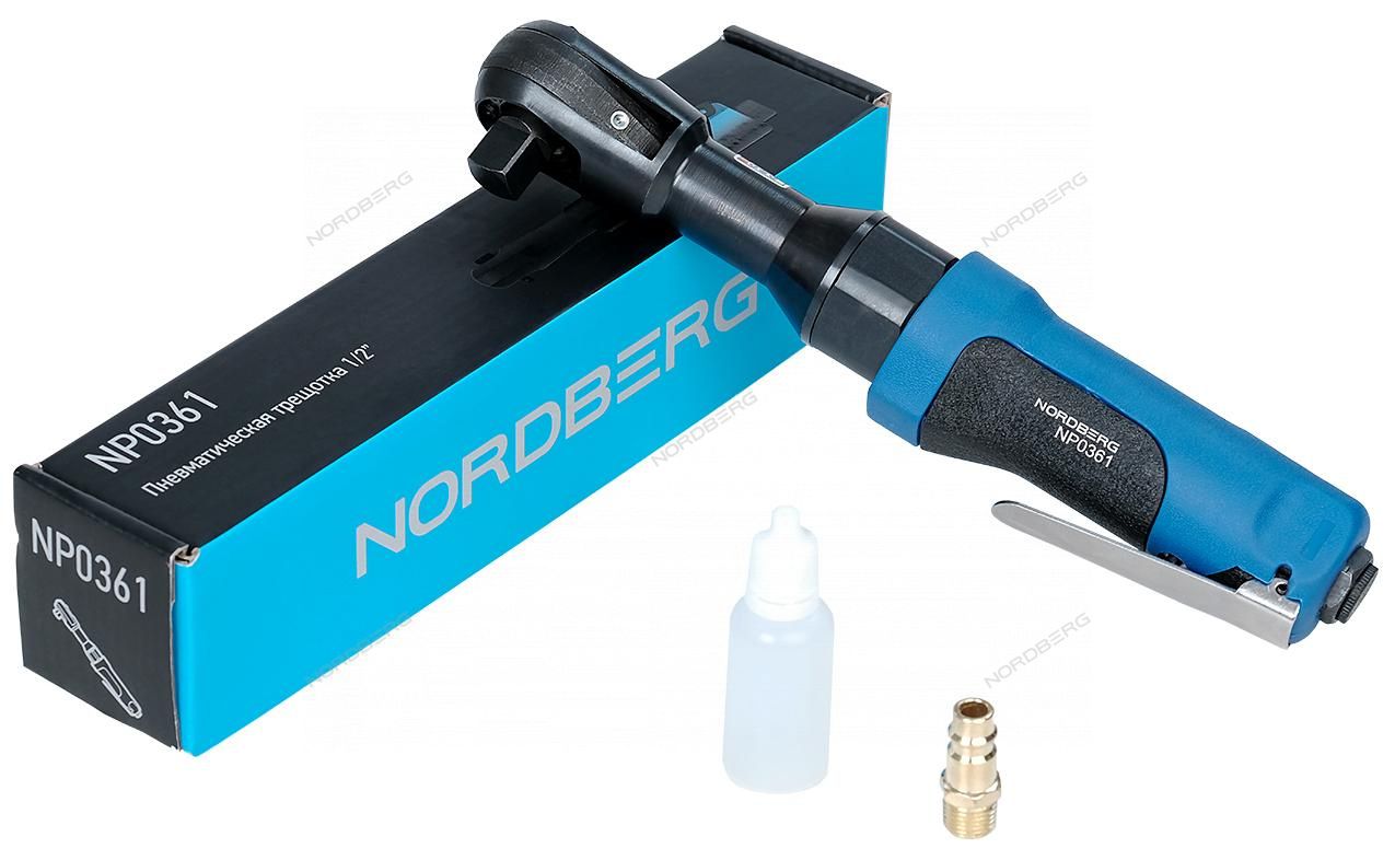 Пневмогайковерт угловой (пневмотрещотка) 1/2", 88 Нм NORDBERG NP0361