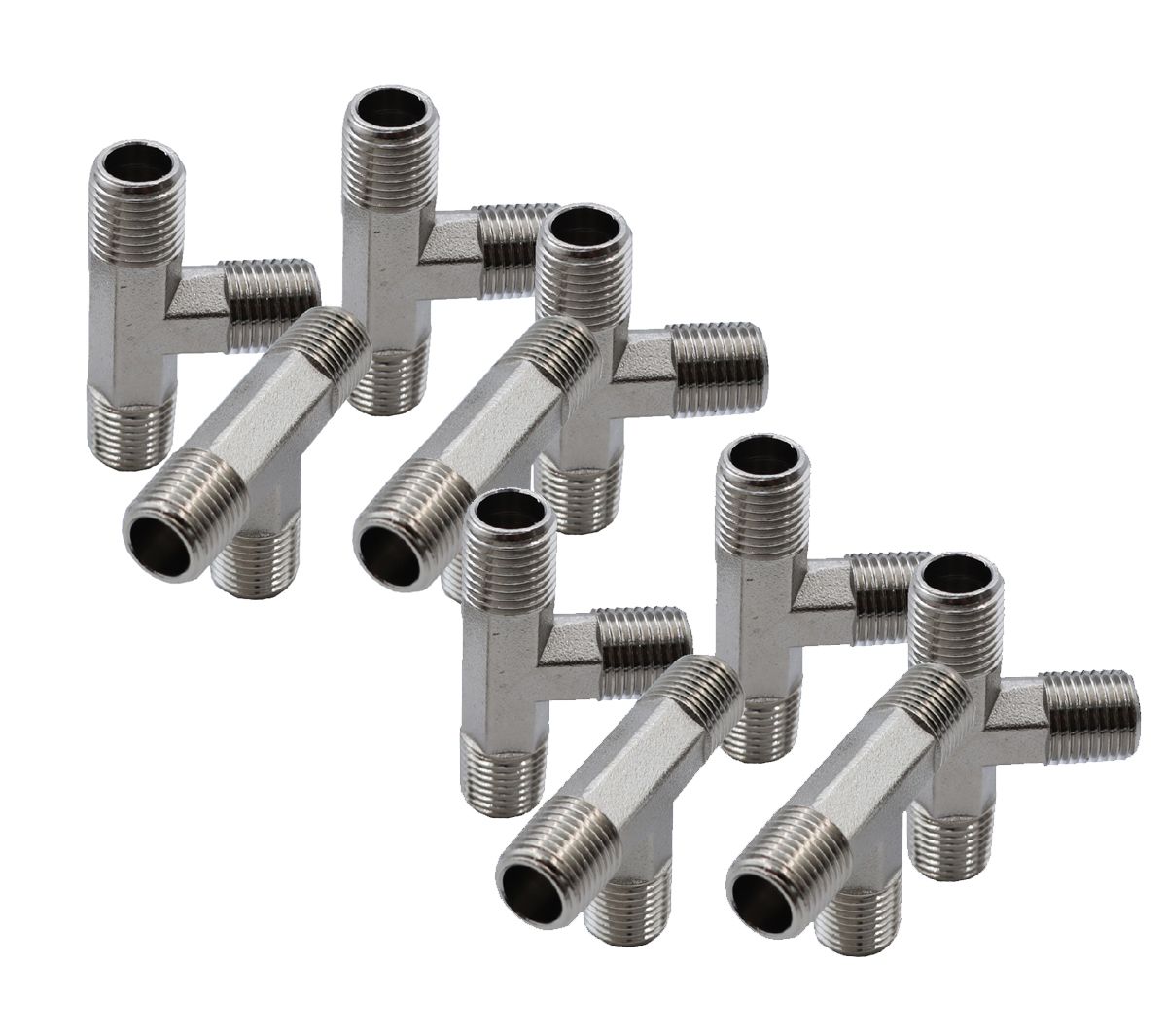 KraftWell KRW-TT14M3-10 Тройник резьбовой Т-образный M1/4" - M1/4" - M1/4", 10 шт