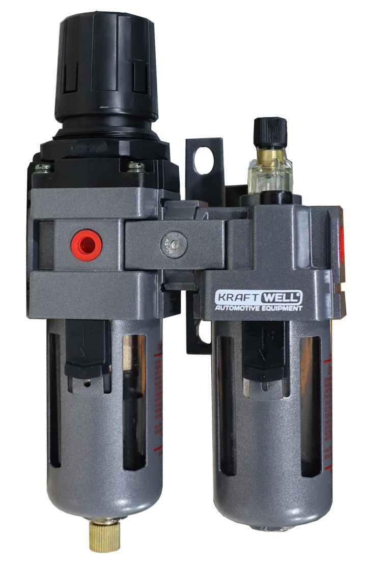 KraftWell KRW-FRL14C Фильтр-влагоотделитель с редуктором и лубрикатором, 1/4", до 16 бар,  серия STD
