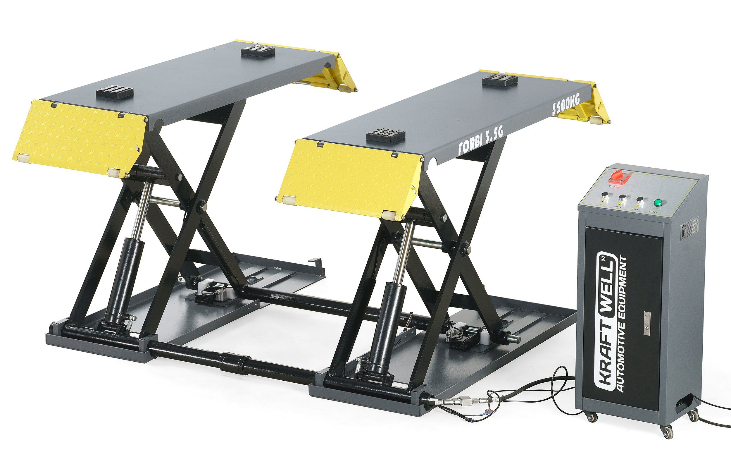 KraftWell FORBI 3.5G/220 Подъёмник комплект ножничный г/п 3,5 т.  шиномонтажный мобильный
