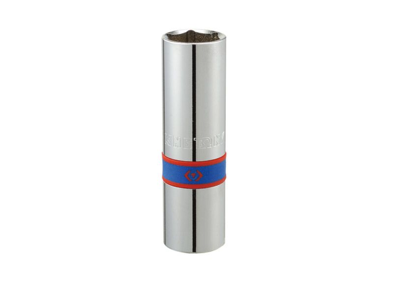 Головка свечная шестигранная 1/2", 16 мм, L = 70 мм, резиновый фиксатор KINGTONY 463516R