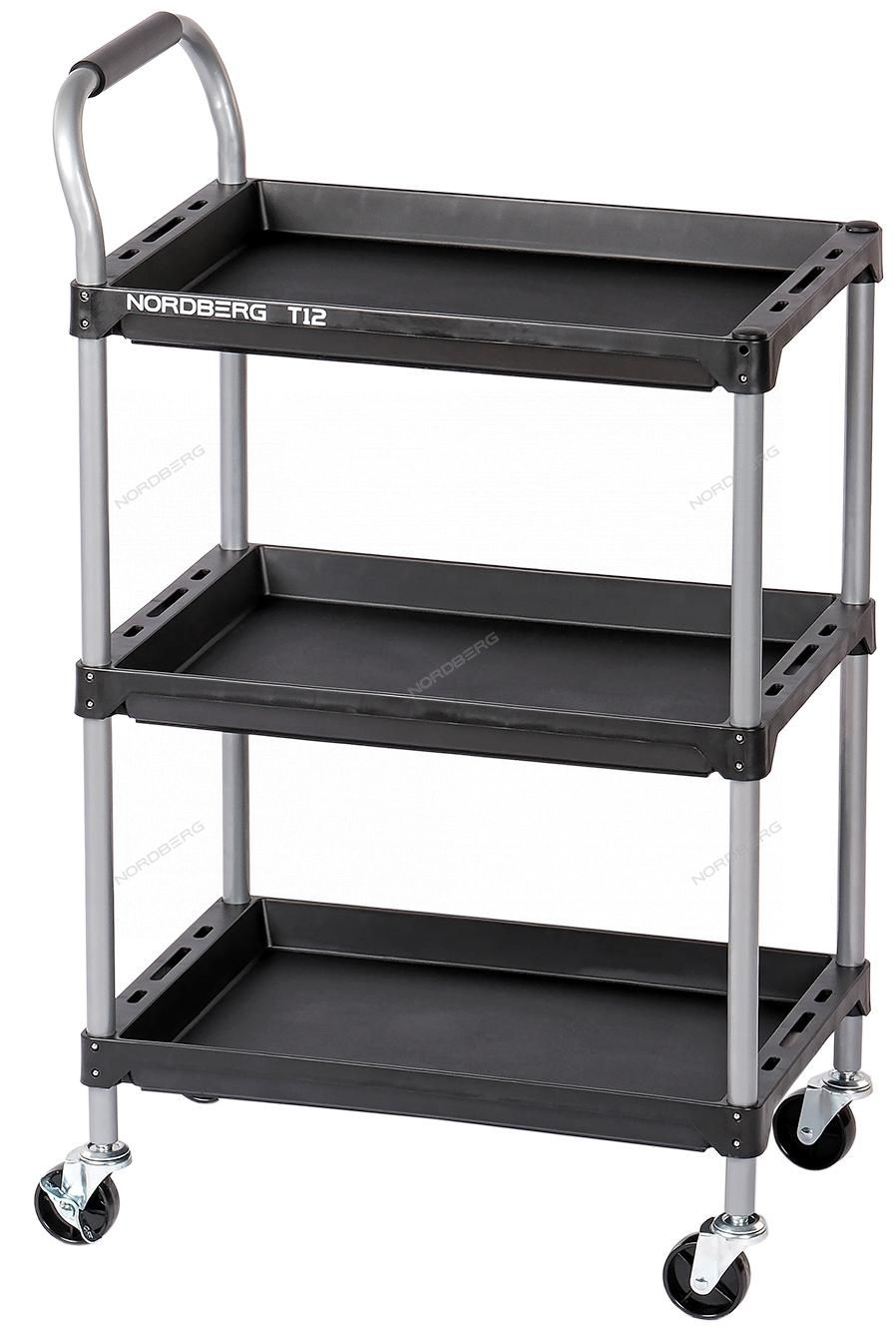 Тележка инструментальная, 3 пластиковые полки NORDBERG T12