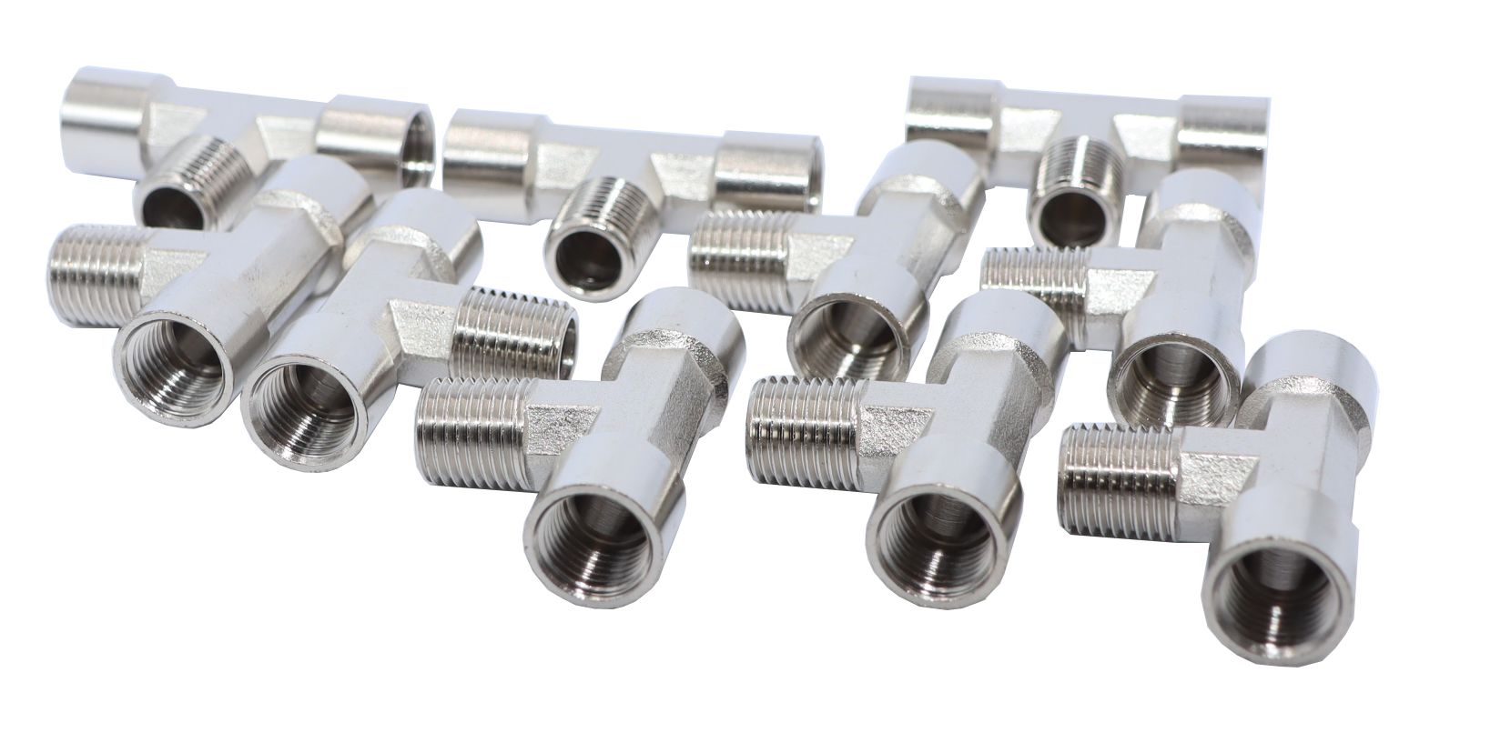 KraftWell KRW-TT14FMF-10 Тройник резьбовой Т-образный F1/4" - M1/4" - F1/4", 10 шт