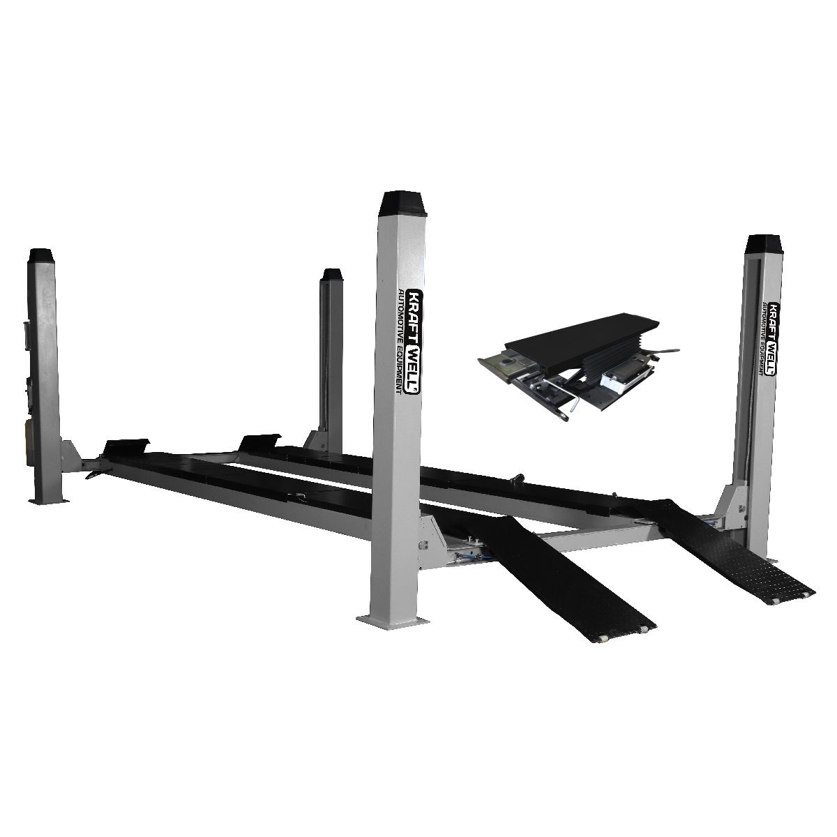 KraftWell KRW450AT+KRWJB2P Комплект для сход-развала г/п 4,5 т платформы 5700 мм с пневмотраверсой 2 т. и кругами