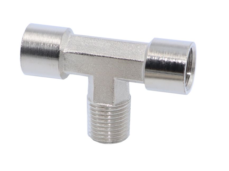 KraftWell KRW-TT14FMF Тройник резьбовой Т-образный F1/4" - M1/4" - F1/4", 1 шт