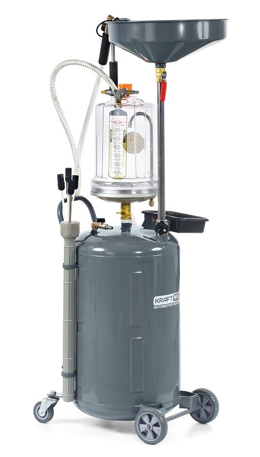 KraftWell KRW1839.80L Установка для слива и откачки масла/антифриза с подъемной ванной и мерной емкостью, 100 л