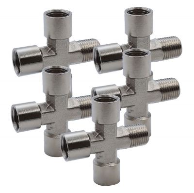 KraftWell KRW-TC14F3M-5 Переходник "крест" 3*F1/4" - M1/4", 5 шт