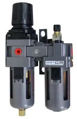KraftWell KRW-FRL14C Фильтр-влагоотделитель с редуктором и лубрикатором, 1/4", до 16 бар,  серия STD