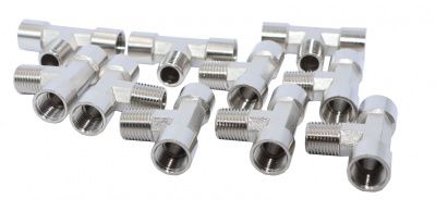 KraftWell KRW-TT14FMF-10 Тройник резьбовой Т-образный F1/4" - M1/4" - F1/4", 10 шт